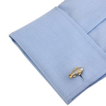 Gold and Silver Fish Carp Groper Cufflinks  Fish Sports Jewelry Great Gift for the Outdoorsman Cuff Links Image 3