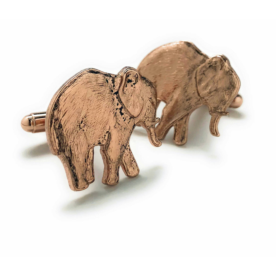 Elephant Cufflinks Rose Gold Antique Majestic Beautiful Walking Elephant Cool Cuff Links cool cufflinks custom cufflinks Image 2