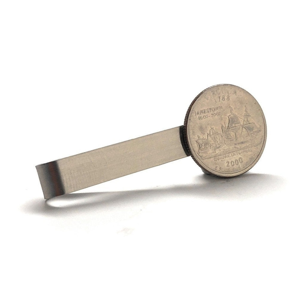 Tie Clip Virginia State Quarter Enamel Coin Tie Bar Travel Souvenir Coins Collector Cool Fun with Gift Box Image 2