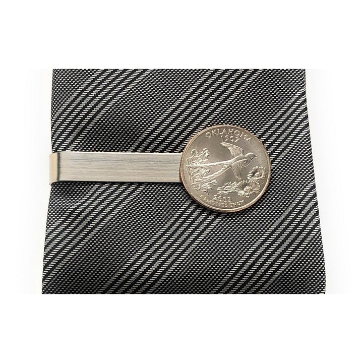 Tie Clip Oklahoma State Quarter Enamel Coin Tie Bar Collector Souvenir Coins Keepsakes Cool Fun Bird Image 1