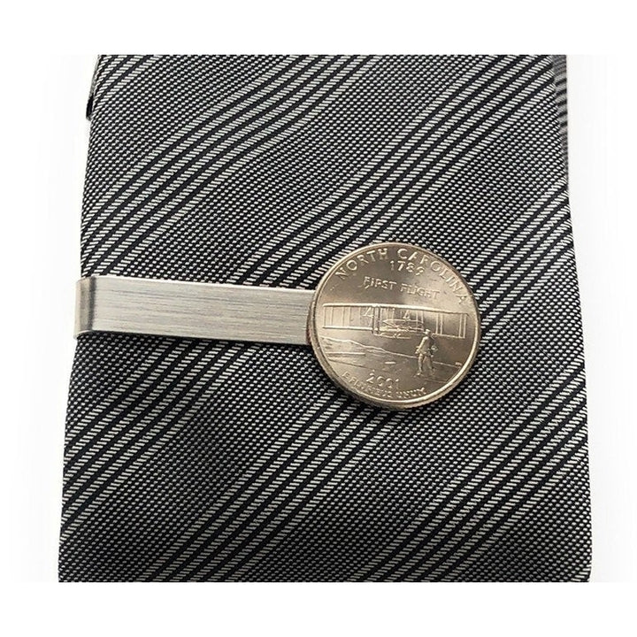 Tie Clip North Carolina State Quarter Enamel Coin Tie Bar Travel Souvenir Coins Collector Cool Fun with Gift Box Image 1