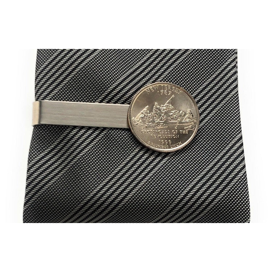 Tie Clip  Jersey Tie Bar Suit Flag State Enamel Coin Jewelry USA United States Travel Souvenir Coin Keepsakes Cool Image 1
