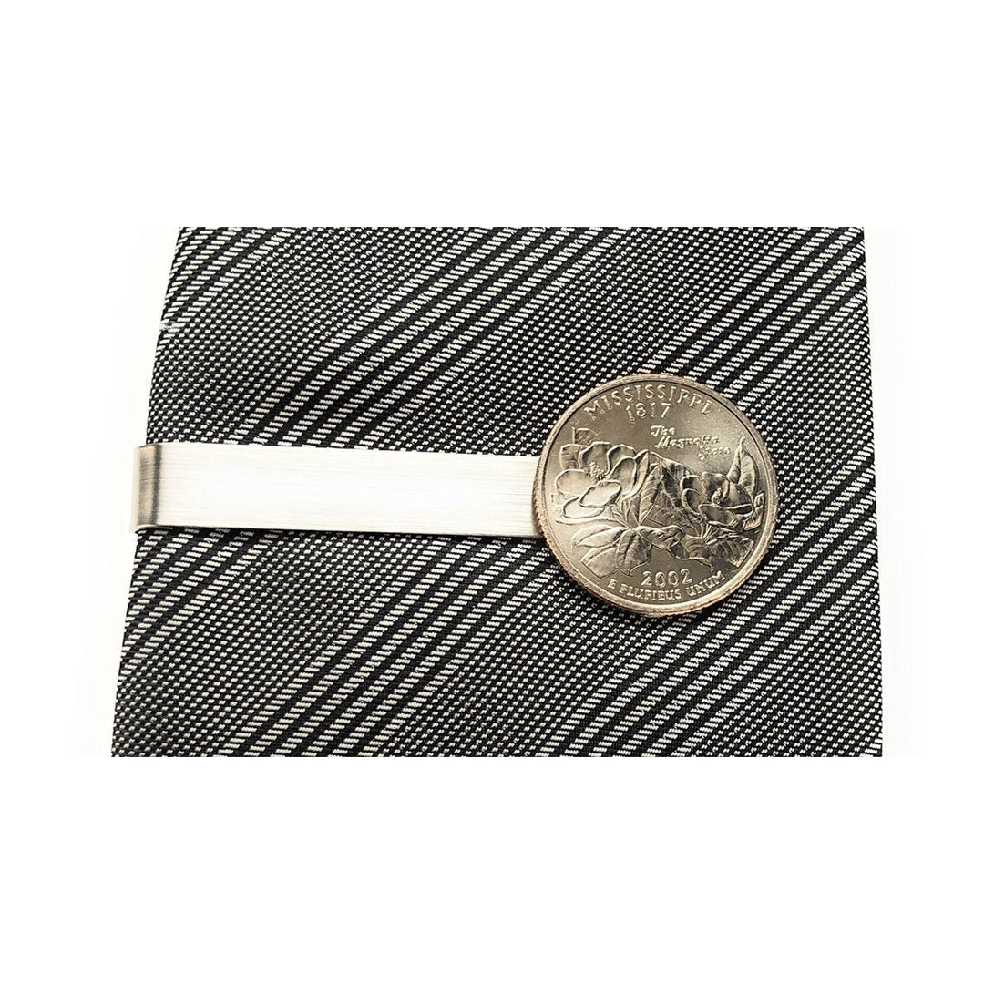 Tie Clip Mississippi State Quarter Enamel Coin Tie Bar Travel Souvenir Coins Keepsakes Cool Fun Collector Gift Image 1
