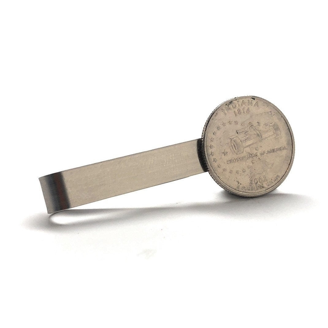 Tie Clip Indiana State Quarter Coin Tie Bar Travel Souvenir Coins Indianapolis Edition Cool Fun Comes with Gift Image 2