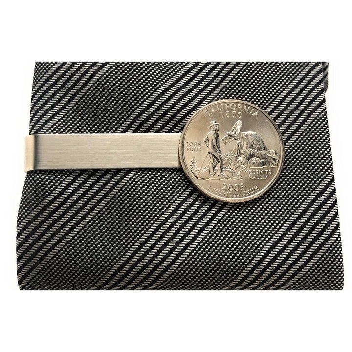 California State Quarter Tie Clip Enamel Coin Tie Bar Travel Souvenir Coins Keepsakes Cool Fun Comes with Gift Box Image 1