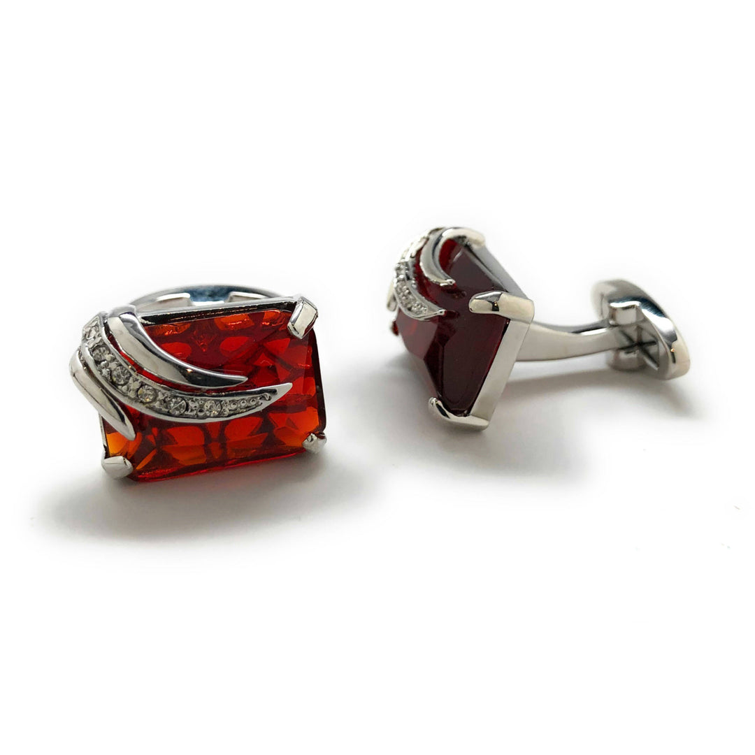 Jeremiah Bloodstone Cufflinks Cut Red Crystal Silver Wing Band White Crystals Whale Tail Backing Cuff Links Comes Harry Image 2