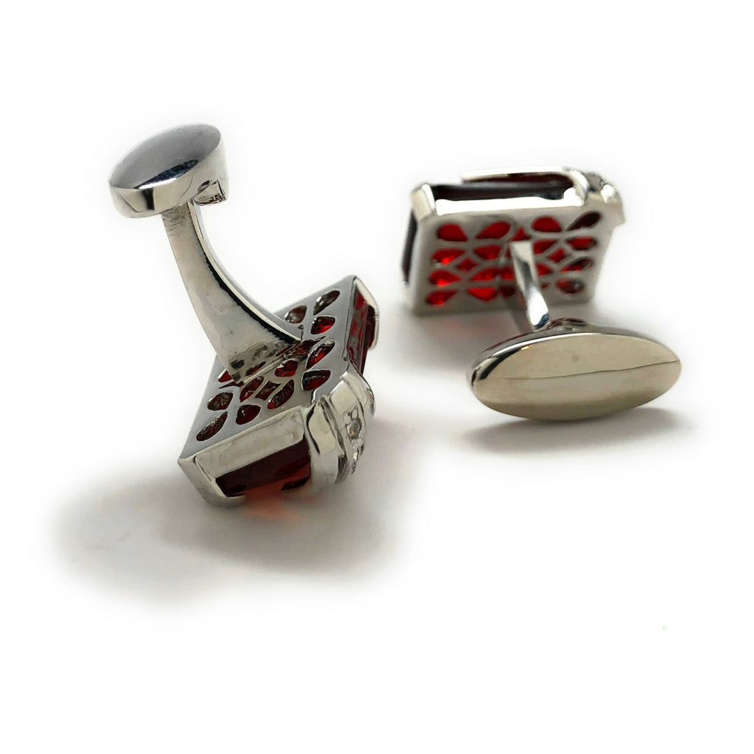 Jeremiah Bloodstone Cufflinks Cut Red Crystal Silver Wing Band White Crystals Whale Tail Backing Cuff Links Comes Harry Image 3