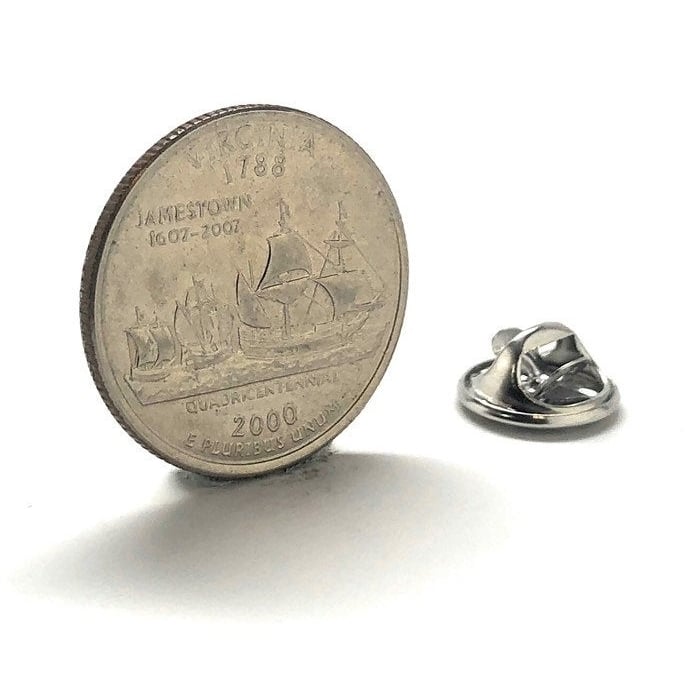 Enamel Pin Virginia State Quarter Enamel Coin Lapel Pin Tie Tack Travel Souvenir Coins Collector Cool Fun with Gift Box Image 1