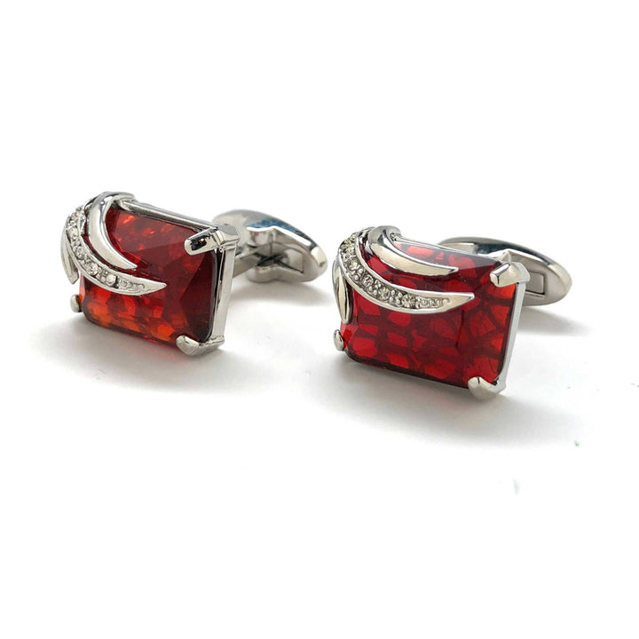 Jeremiah Bloodstone Cufflinks Cut Red Crystal Silver Wing Band White Crystals Whale Tail Backing Cuff Links Comes Harry Image 4