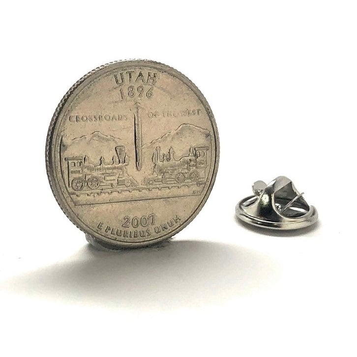 Enamel Pin Utah State Quarters Enamel Coin Lapel Pin Tie Tack Collector Pin Travel Souvenir Coin Cool Fun Train Image 1