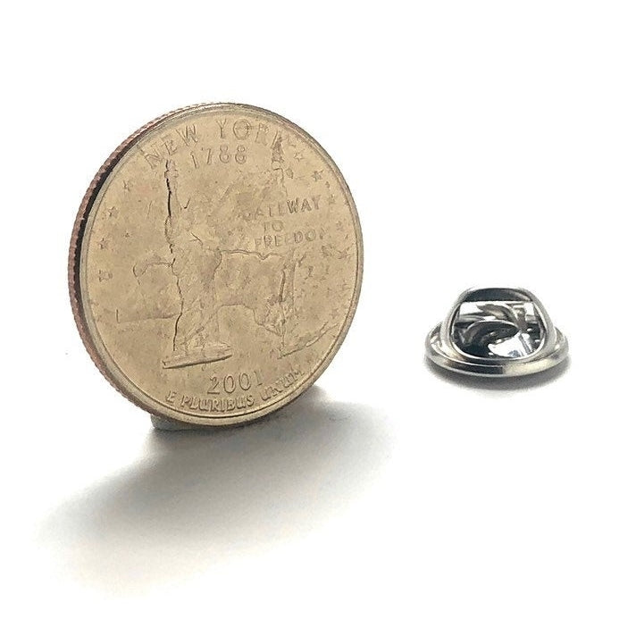 Enamel Pin New York State Quarter Enamel Coin Lapel Pin Tie Tack Collector Pin Travel Souvenir Coin Keepsakes Cool Fun Image 1