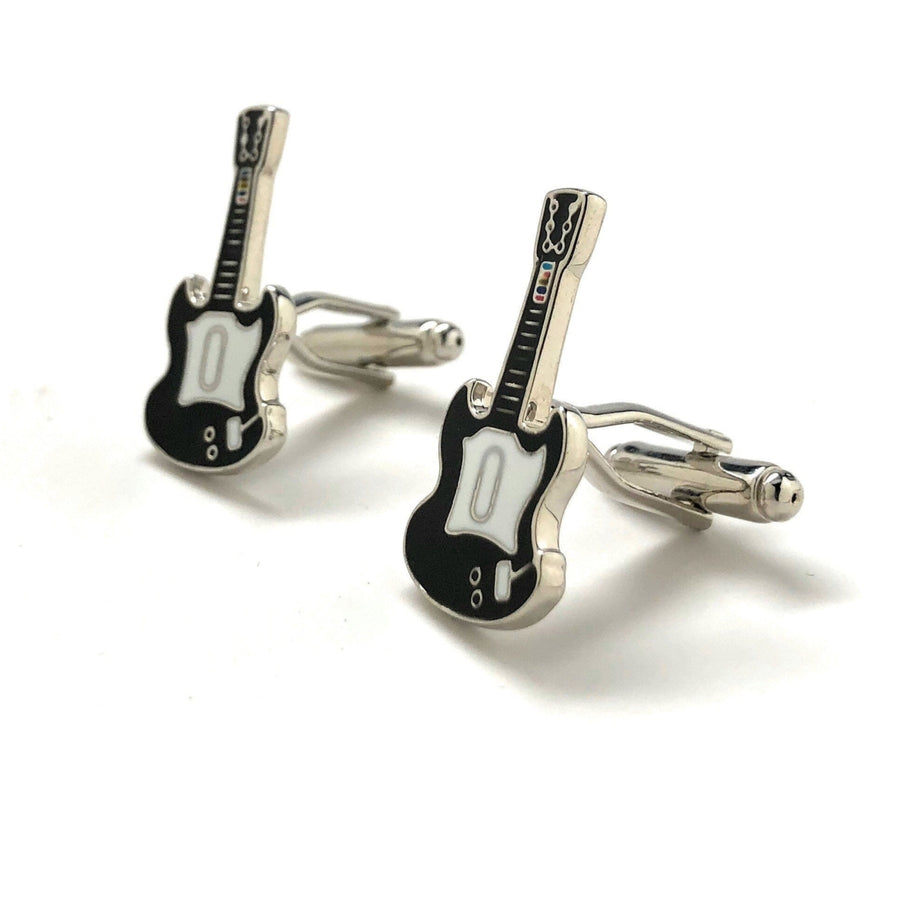 Video Game Cufflinks Rock and Roll Guitar Fun Jukebox Hero Cuff Links Comes with Gift Box Image 1
