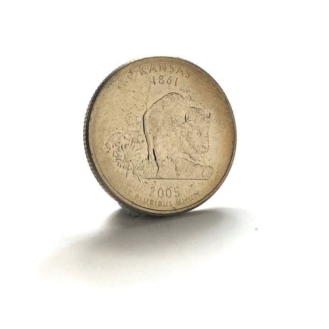 Enamel Pin Lapel Pin Tie Tack Kansas State Quarter Enamel Coin Lapel Pin Tie Tack Buffalo Coins Cool Fun Husband Gifts Image 2