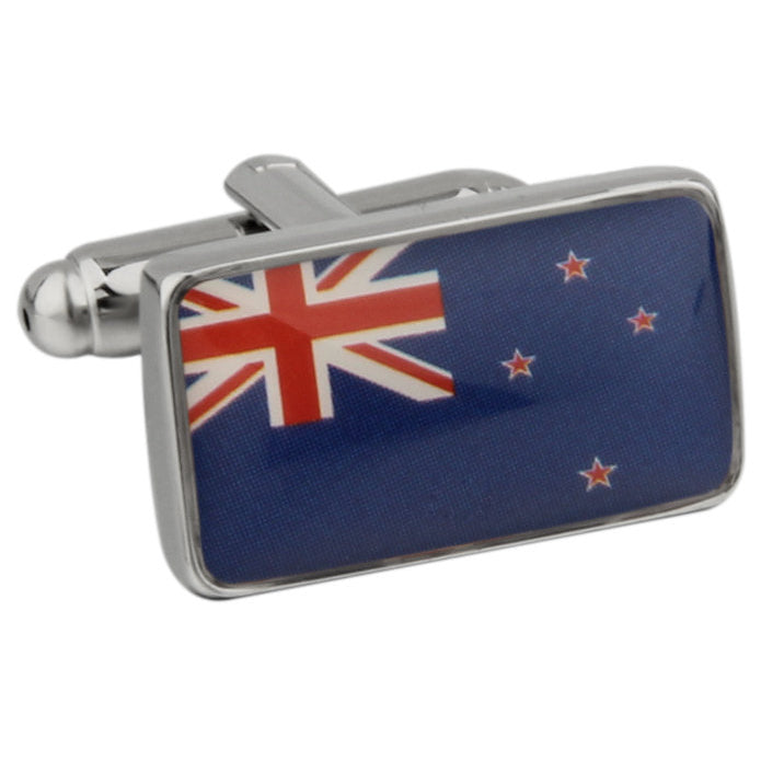 Mens Executive Cufflinks Shiny Silver  Zealand Flag Southern Cross Flag Cuff Links Image 1
