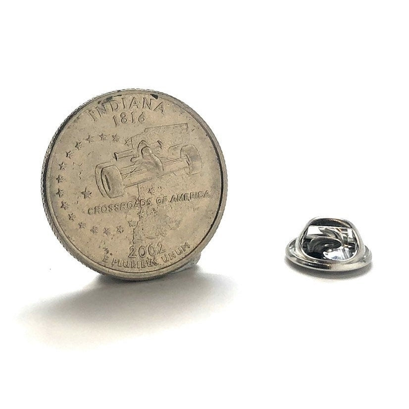 Coin Pin Indiana State Quarter Coin Lapel Pin Tie Tack Travel Souvenir Coins Indianapolis Edition Cool Fun Comes with Image 1
