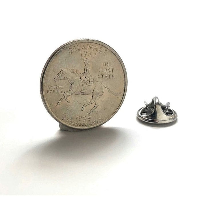Enamel Pin Delaware State Quarter Enamel Coin Lapel Pin Tie Tack Travel Souvenir Coins Keepsakes Cool Fun with Gift Box Image 1