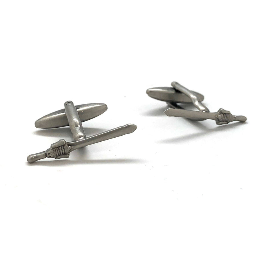 Gunmetal Sword Cufflinks The Bigger the Sword the Better Fun Cool Novelty Pirate Knight Cuff Links Comes with Gift Box Image 1