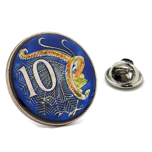 Enamel Pin Australian 10 Cent Enamel Coin Lapel Pin Tie Tack Collector Pin Royal Blue Australia Travel Souvenir Hand Image 1