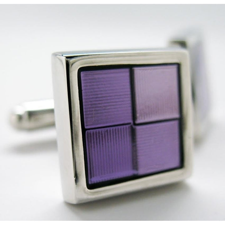 Purple Cufflinks Reflections Four Square Framed Shades of Purple Cufflinks Cuff Links Custom Cufflinks Image 2