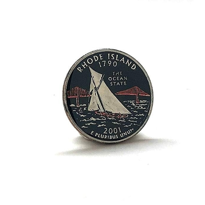 Enamel Pin Hand Painted Rhode Island State Quarter Enamel Coin Lapel Pin Tie Tack Travel Souvenir Coin Keepsakes Cool Image 1