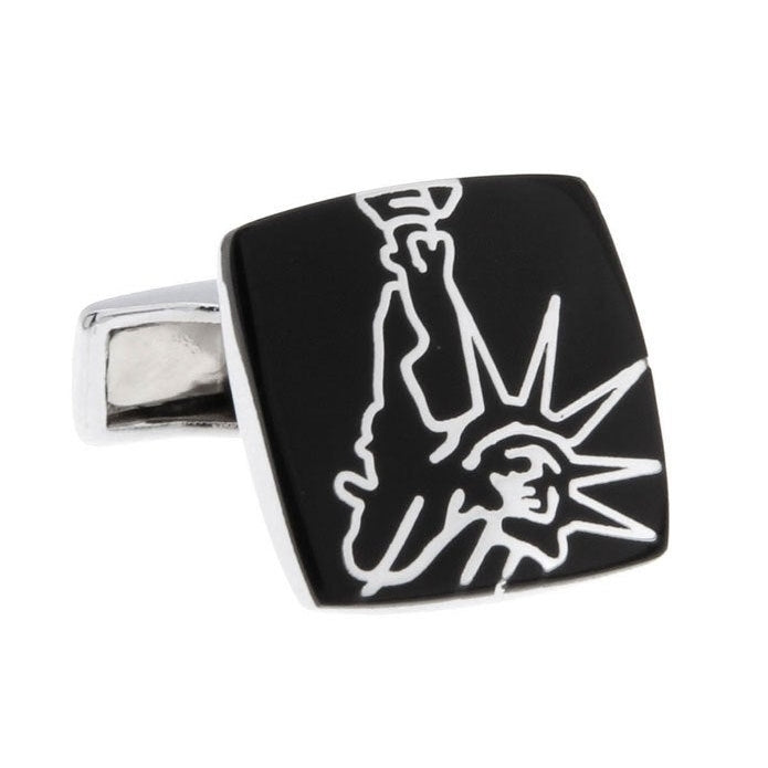 Statue of Liberty NYC Silver and Black Cufflinks Cuff Links Image 1
