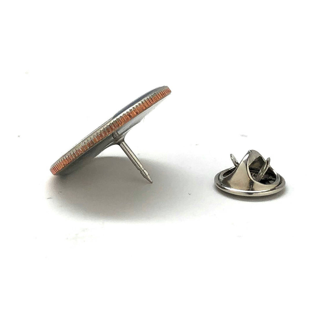 Enamel Pin British Farthing Enamel Coin Lapel Pin Tie Tack Collector Pin Royal White UK England Travel Souvenir Hand Image 3