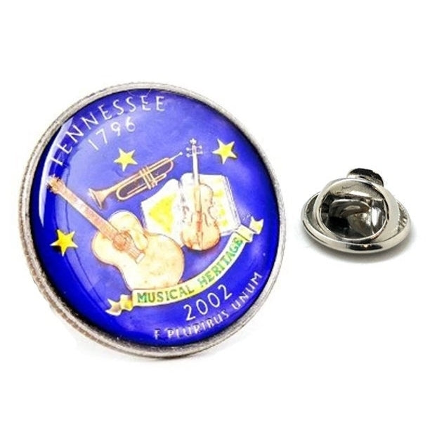Enamel Pin Tennessee Tie Tack Lapel Pin Suit Flag State Enamel Coin Jewelry Travel Souvenir Coin Keepsakes Fun Music Image 1