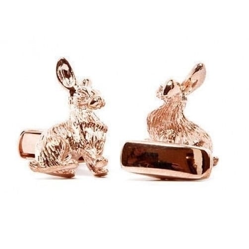 Lucky Rabbit Cufflinks Easter Bunny Thick Rose Gold Tone Cuff Links Comes with Gift Box Image 2