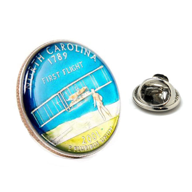 Enamel Pin Hand Painted North Carolina State Quarter Enamel Coin Lapel Pin Tie Tack Travel Souvenir Coins Collector Cool Image 1