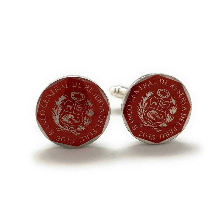 Birth Year Birth Year Hand Painted Peru Coin Cufflinks Red Edition Enamel Cuff Links Comes with Gift Box Image 1