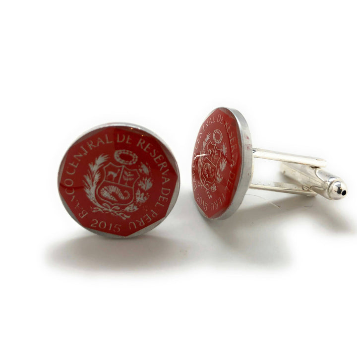 Birth Year Birth Year Hand Painted Peru Coin Cufflinks Red Edition Enamel Cuff Links Comes with Gift Box Image 2