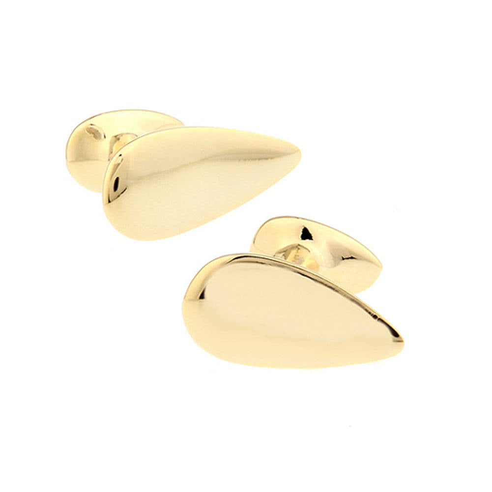 Gold Tone Teardrop Cufflinks Straight Solid Post Classic 3 D Design Very Cool Gift Business Executive Cuff Links Comes Image 1