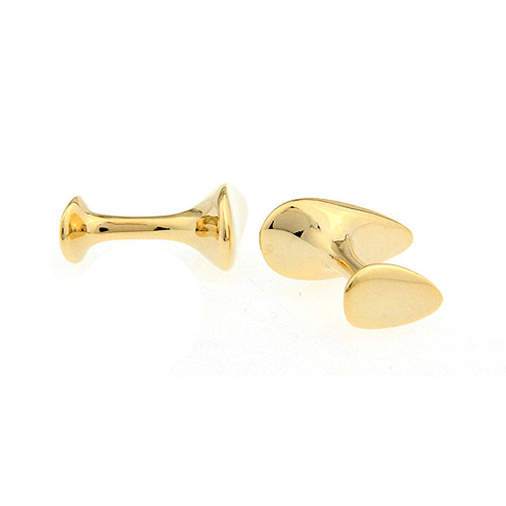 Gold Tone Teardrop Cufflinks Straight Solid Post Classic 3 D Design Very Cool Gift Business Executive Cuff Links Comes Image 2