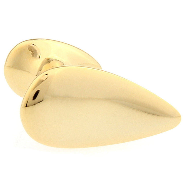 Gold Tone Teardrop Cufflinks Straight Solid Post Classic 3 D Design Very Cool Gift Business Executive Cuff Links Comes Image 3