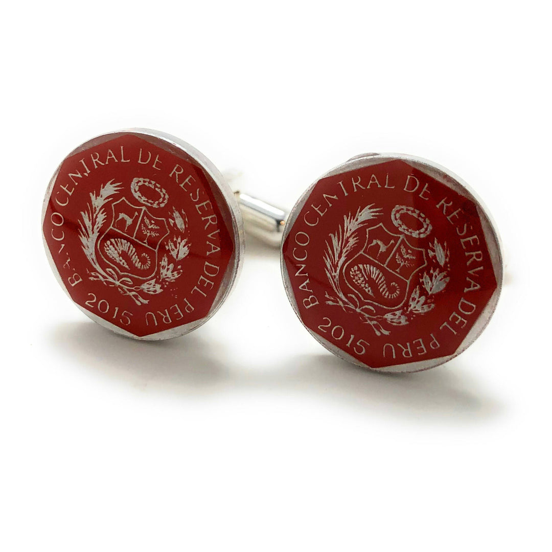 Birth Year Birth Year Hand Painted Peru Coin Cufflinks Red Edition Enamel Cuff Links Comes with Gift Box Image 3