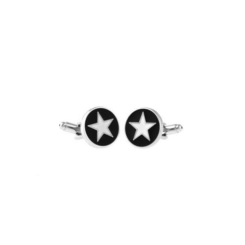 Star Cufflinks Black and White Enamel Star of Texas Cufflinks Cuff Links Image 2