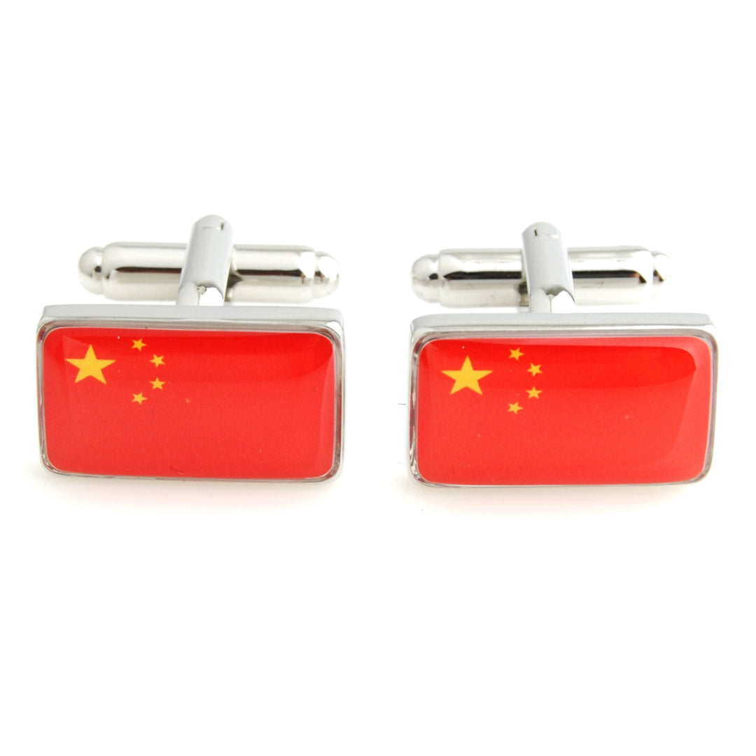 China Flag Cufflinks International Chinese Country Red Enamel Cuff Links Comes with Gift Box Image 1