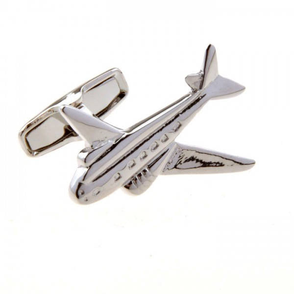 WWII Transport Airplane Cufflinks Silver Tone Prop Air Transport Flying Pilot Aircraft Airliner plane Cuff Links Comes Image 1