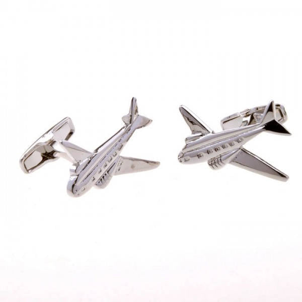 WWII Transport Airplane Cufflinks Silver Tone Prop Air Transport Flying Pilot Aircraft Airliner plane Cuff Links Comes Image 2