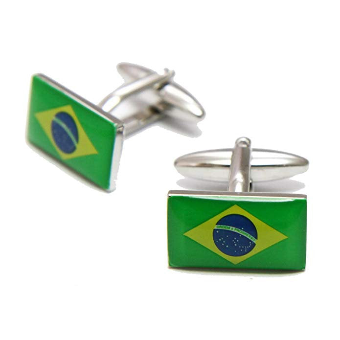 The Nation of Brazil Brazilian Flag Cufflinks Cuff Links Image 1