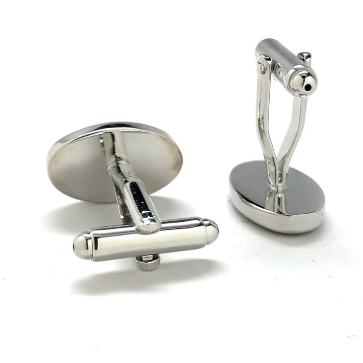Abalone Shell Silver Trim Oval Cufflinks Distinctive Look Real Shell Cool Mother of Pearl Cuff Links Comes with Gift Box Image 3