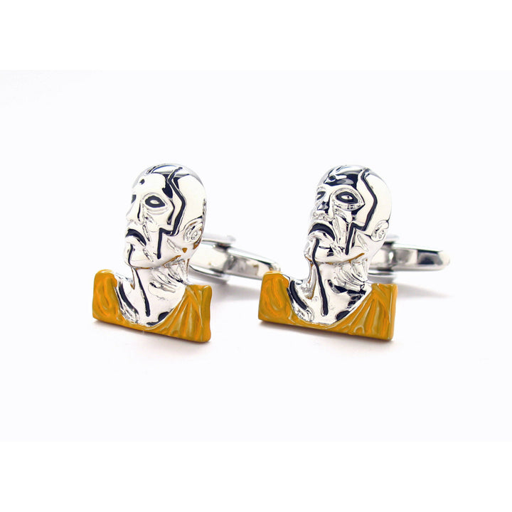 Aliens People From Nibiru Space Cufflinks Alien Silver Tone Cuff Links Class M Planet Halloween Fun Cleaver Unique SI FI Image 1