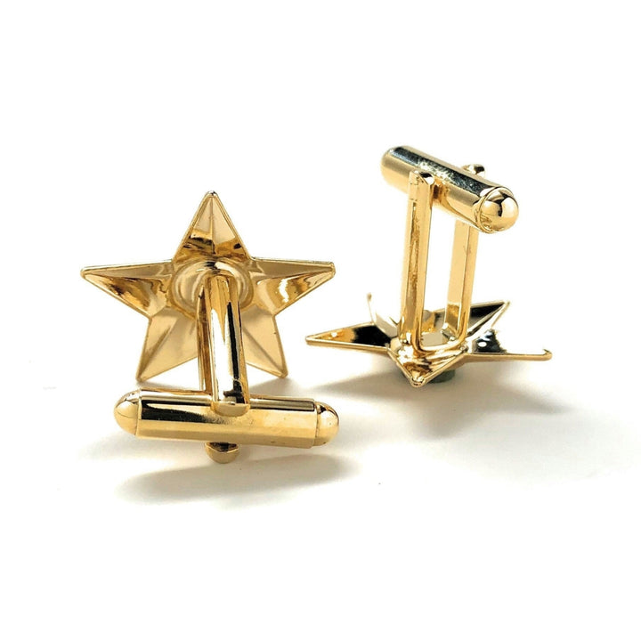 Jade Star Cufflinks Gold Tone Center Jade Stone Raised Wedding Cuff Links Gifts for Dad Husband Gifts for Him Image 3