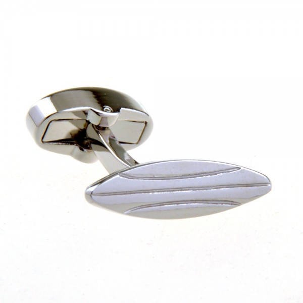 Surfboard Cufflinks Silver Tone Hawaii  Catching the Waves Tropical Paradise Waters Surf board Whale Tail Backing Cuff Image 2