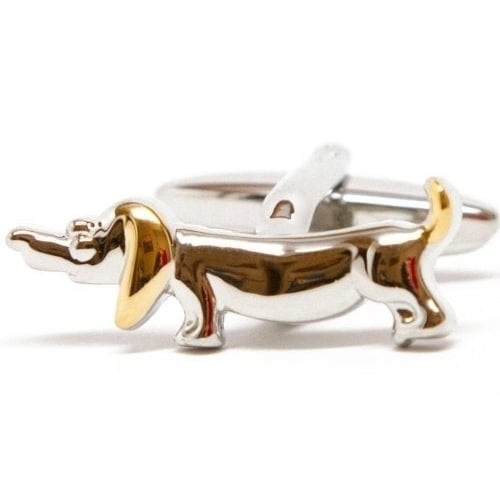 Silver and Gold Tone Dachshund Wiener Dog Cufflinks Cuff Links Image 1