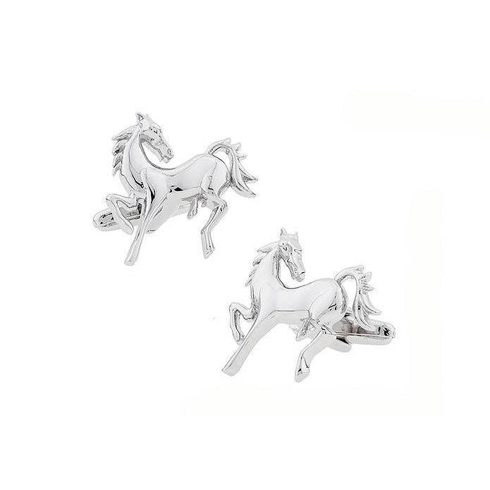 Wild Silver Horse Cufflinks Run for Broke Bronco Stallion Cuff Links Animal Comes with Gift Box Image 1