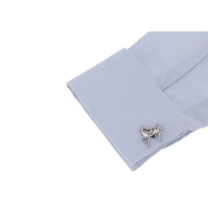 Wild Silver Horse Cufflinks Run for Broke Bronco Stallion Cuff Links Animal Comes with Gift Box Image 3