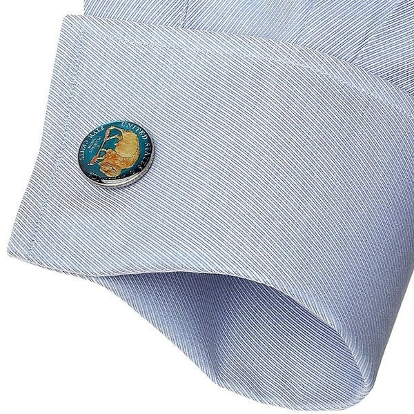 Coin Cufflinks Hand Painted Authentic US Buffalo Nickel Cuff Links Currency United States Mint Bison Cuff Links Enamel Image 2