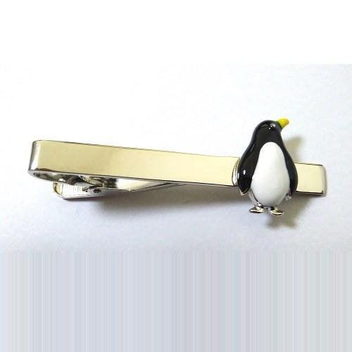 Penguin Animal Black White Tie Clip Tie Bar Silver Tone Very Cool Comes with Gift Box Image 1
