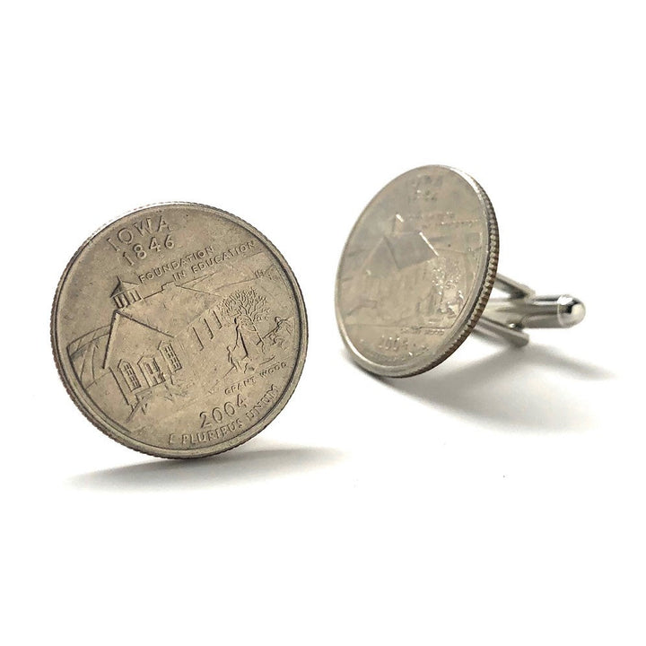 Cufflinks Iowa State Quarter Suit Flag State Coin Jewelry USA US United States America Des Moines School Teacher Proudly Image 2